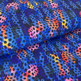 Tricot digitale print : dots & colours blue (Stenzo) per 25 cm