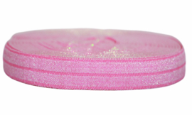 Elastisch band glitter neon pink 16 mm -68 cm stuk