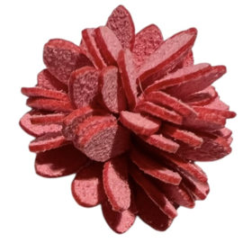 Imitatie leren bloemetje 25mm, zachtroze