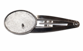 Klik-klak haarspeld oud zilver met setting 18x25 mm