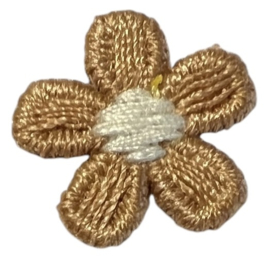 Bloemetje 15mm geborduurd lichtbruin/creme