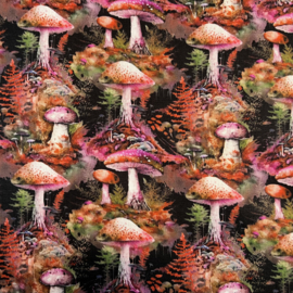 Katoen (poplin): Mushroom forest, per 25 cm