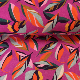 French Terry tricot: INDIAN SUMMER LEAVES, per 25 cm