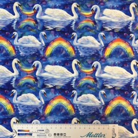 Tricot: Love swans blue per 25 cm