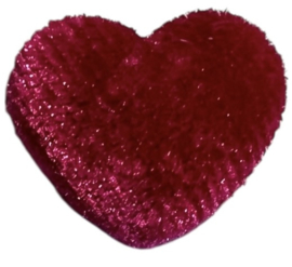 Fluweel hartje met spiegeltje op achterzijde 15x18 mm, fuchsia