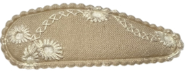 Kniphoesje +speldje beige gebloemd, per stuk