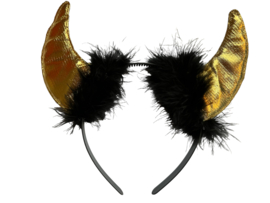 Haarband Halloween goud duivel oortjes en pluche