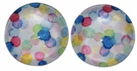 Glas flatback cabochon 12mm confetti per 2 stuks