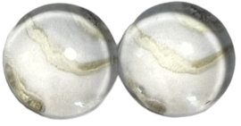 12 mm glascabochon wit/goud marmer, per 2 stuks