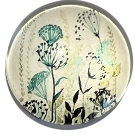 Glas cabochon 20mm: bloem lichtgroen