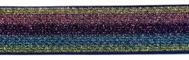 Elastiek multi colour glitter 25 mm, per 0,5 meter