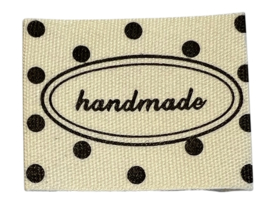 Labeltje bedrukt handmade 30x37 mm