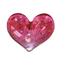Flatback glitter hart roze 16x20 mm