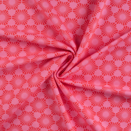 French Terry tricot: abstract flower pink/red, per 25 cm