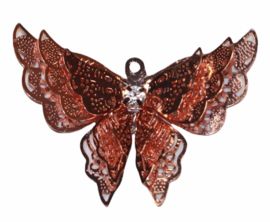 Metalen vlinder applicatie 35x25 mm rosé gold, per stuk