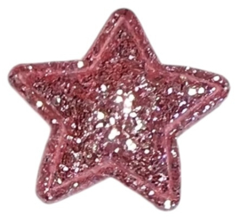 Applicatie glitter ster 17 mm, roze