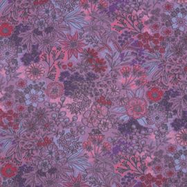 Poplin: flowers lavender, per 25 cm