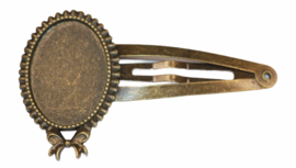 Klik-klak haarspeld met sierrand bronskleur, setting 18x25 mm