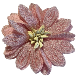 Stoffen bloem 4,5 cm lichtroze/crème