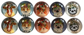 Glas cabochons 12 mm funny animals: 10 stuks