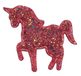 Unicorn applicatie glitter 60x55 mm roze