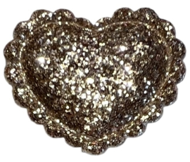 Hartje glitters 18x20 mm  lichtgoud met kartelrandje
