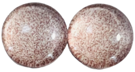 12 mm glascabochon spikkels roze, per 2 stuks