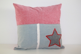 Kussenhoes ster 40x40 cm rood-blauw met zakjes