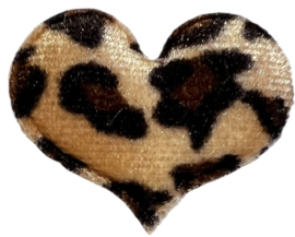 Applicatie hart velours panter 35x42 mm