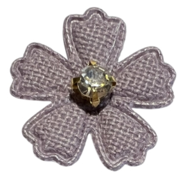 Bloemetje met steentje lila/mauve 23 mm