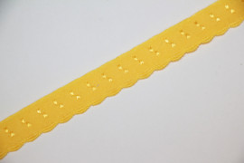 Elastische biaisband met schulprandje geel 10mm per 0,5 meter
