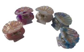 Haarklem schelpje klein 25 mm blauw +goud