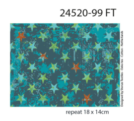 French Terry tricot (digitale print): Electric Stars, per 25 cm