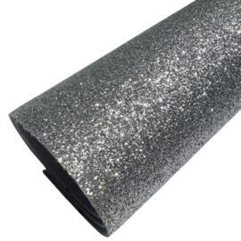 PU leer A4 lapje; glitter zilver