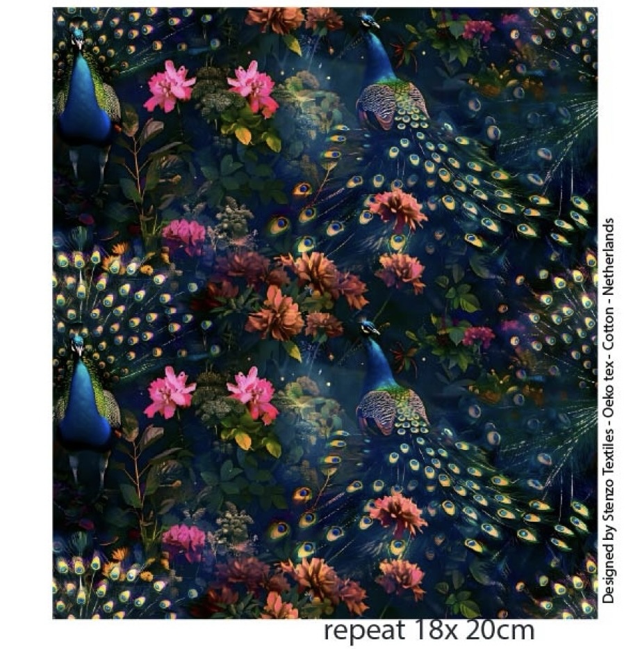 Tricot: peacock bloom, per 25 cm