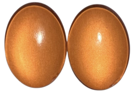 Set van 2 glas cabochons donkeroranje 18 x 25 mm