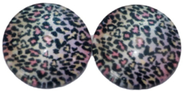 12 mm glascabochon panter roze/lila/geel, per 2 stuks