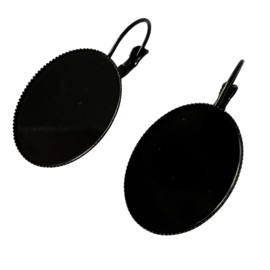 French lever back oorbellen zwart met setting 18x25 mm