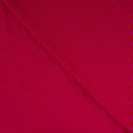 Katoen tricot: streepjes rood-fuchsia, per 25 cm