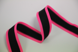 'Broek' streep: zwart-neon roze +/-25mm, per 0,5 meter