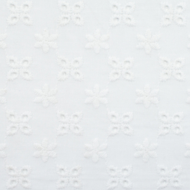 Katoen: Broderie met schulprand wit LINZ (Swafing), per 25 cm