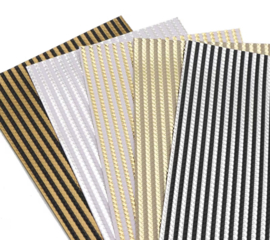 5x PU leer A5 lapjes; zwart-goud-wit-zilver