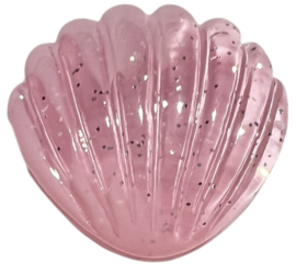 Flatback schelp lichtroze met glittertje 20x19mm