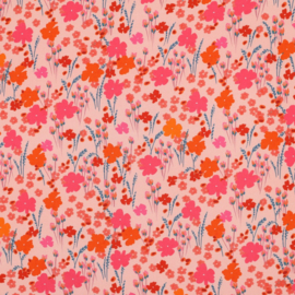 Viscose: Lenzing Ecovero digital flowers peach, per 25 cm