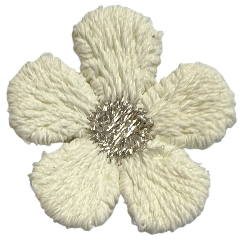 Geborduurd bloemetje offwhite 20 mm