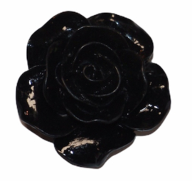 Flatback cabochon flower zwart 18 mm