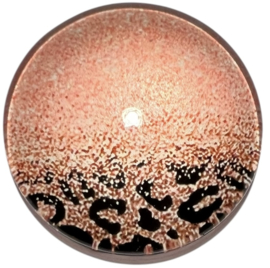 Glas cabochon 25mm: panter spikkel zachtroze zwart
