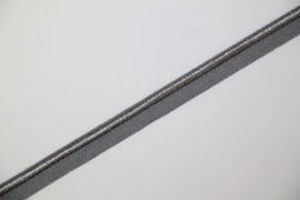 Elastisch paspelband glans/mat grey, per 0,5 meter