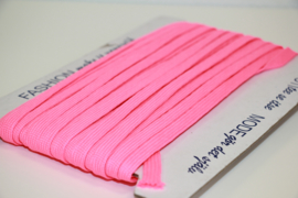 Plat koord/ veterband dubbeldik 9mm neon roze, per meter