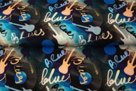 French terry tricot digitale print: Blues guitar (Stenzo) per 25 cm